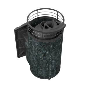 Печь-каменка чугунная АТМОСФЕРА XL  в ламелях ПИРОКСЕНИТ NEW + тоннель  (18-26 м.куб)