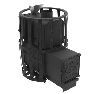 Печь-каменка чугунная ВОЕВОДА 15 дверца ДТ-4 закрытая каменка сетч.кожух d = 115 мм (6 - 15 м.куб)