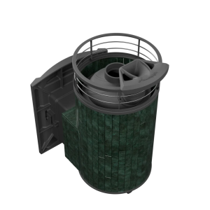 Печь-каменка чугунная АТМОСФЕРА L  в ламелях ВЕРДЕ ГВАТЕМАЛА NEW+тоннель (12-20 м.куб)