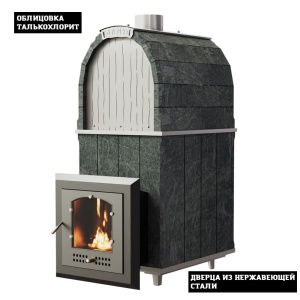 Печь-каменка чугунная КАЛИТА М ароч нержавеющий тоннель и дверца со стеклом ТАЛЬКОХЛ (18 - 34 м.куб)