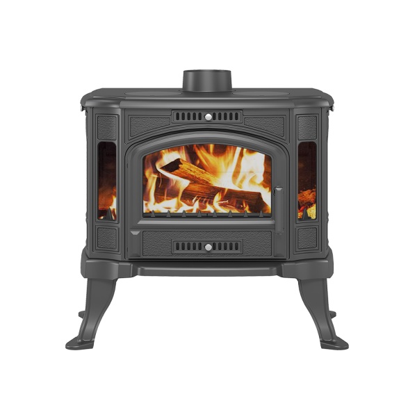 Печь-камин ВЕЗУВИЙ KZ-14РS чугунная антрацит d = 150 мм (14 кВт) (2)