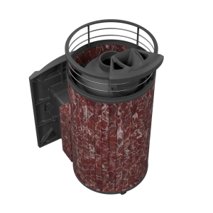 Печь-каменка чугунная АТМОСФЕРА XL  в ламелях РОССО ЛЕВАНТО NEW + тоннель  (18-26 м.куб)