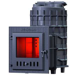 Печь-каменка чугунная АВАНГАРД ЗК 25М  дверца со стеклом (25 м.куб)