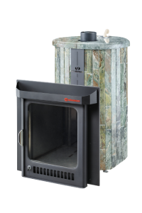 Печь-каменка МАКСИ ПФ дверца со стеклом в ламелях ЖАДЕИТ НАБОРНЫЙ (38 м.куб)