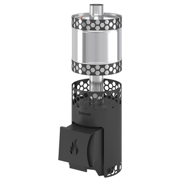 Печь-каменка ЧЁРНАЯ ПЧЁЛКА с  баком (6 - 14 м.куб)