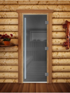 Дверь стеклянная ПРЕСТИЖ ГРАФИТ 700 х 1900 мм 3 петли,стекло 8 мм,короб ОЛЬХА, ручка-алюм, магнит DW
