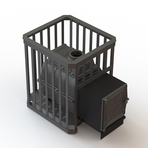 Печь-каменка  чугунная PAROVAR 18 СЕТКА КОВКА дверца 211 (10 - 18 м.куб)