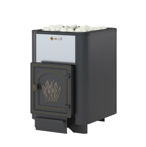 Печь для бани без выносного топливного канала чугунная СЕНСАЦИЯ 16 дверца ДТ-4 антрацит (8 -18м.куб)