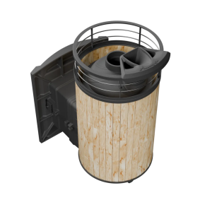 Печь-каменка чугунная АТМОСФЕРА L дверца со стеклом в ламелях ОКАМЕНЕВШЕЕ ДЕРЕВО NEW (12-20 мкуб)