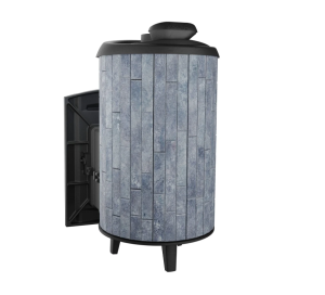 Печь-каменка чугунная АТМОСФЕРА L дверца со стеклом в ламелях ТАЛЬКОХРОИТ наборный (12-20 м.куб)