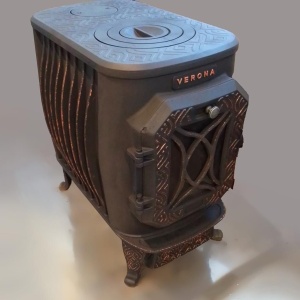 Печь отопительная чугунная ВЕРОНА бронза дверца со стеклом