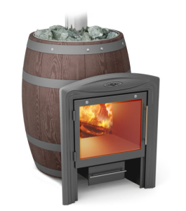 Печь-каменка БАРРЕЛЬ (ВАРИАТА) INOX VITRA палисандр