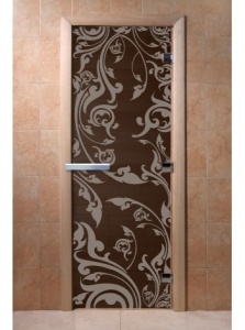 Дверь стеклянная ВЕНЕЦИЯ ГРАФИТ 700 х 1900 мм 3 петли, стекло 8 мм, коробка ОСИНА, магнит DW