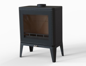 Печь-камин SOLO II стекло притинг чугунная d = 150 мм (7 кВт)