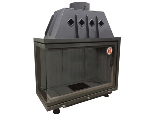 Топка АЛЬФА 1000LB d = 250 мм два стекла левая черный шамот (15 кВт)  Экокамин TA1000LB)