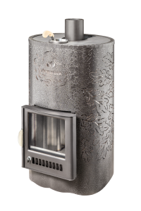 Печь-каменка УЮТ-25 ПФ дверца со стеклом в кожухе ДУБЫ (25 м.куб)