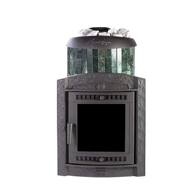 Печь-каменка чугунная АТМОСФЕРА L+ дверца со стеклом в ламелях ЗМЕЕВИК наборный (12-24 м.куб) 